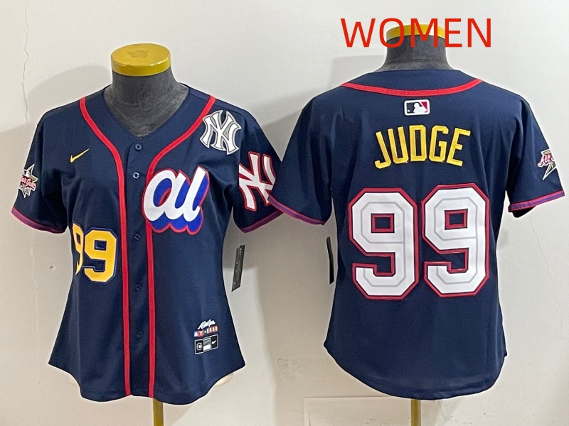 Women 2025 New York Yankees 99 Judge dark Blue All star Nike MLB Jersey style 0022
